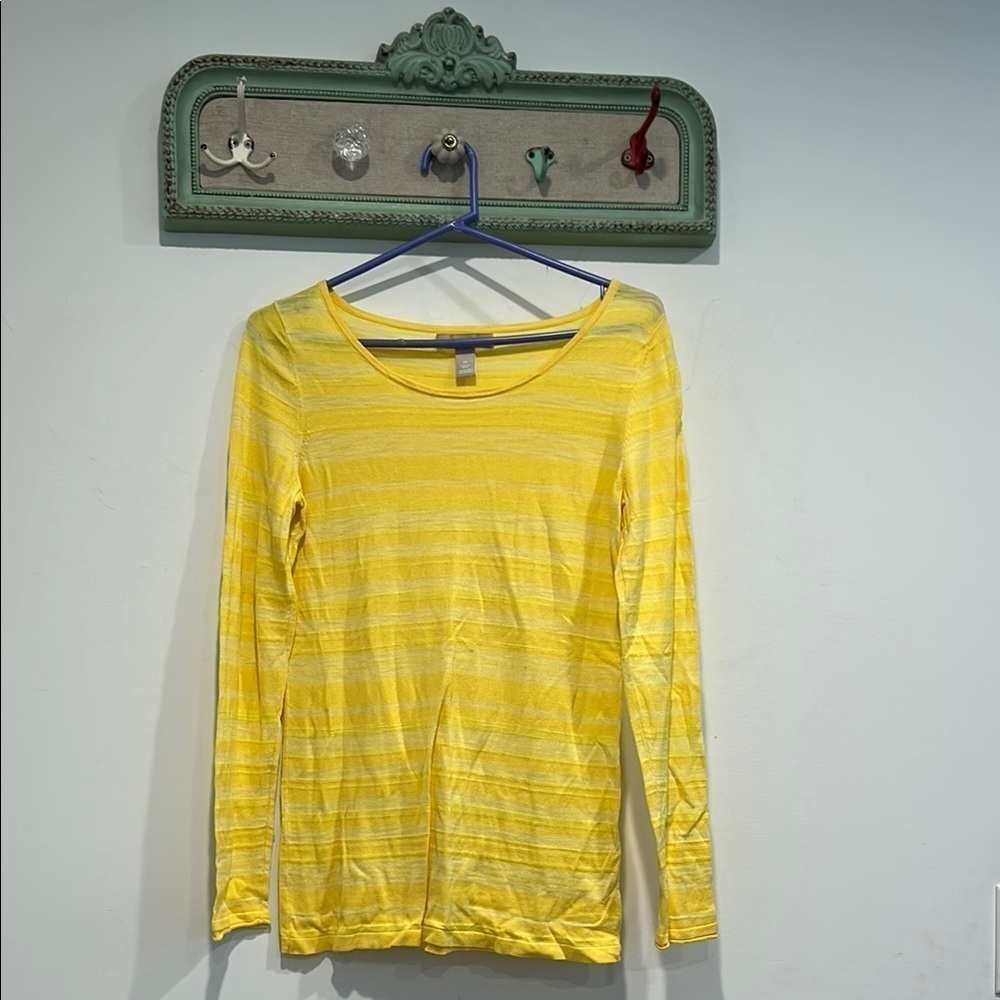 Banana republic cotton summer Yellow Striped Women's Top medium shirt